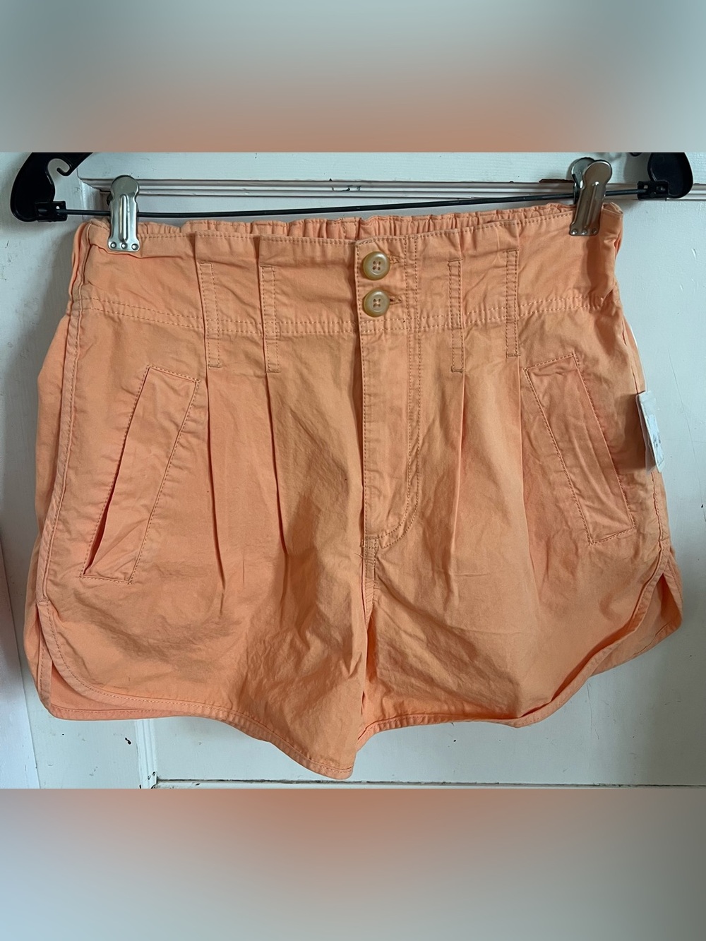 Free People Cotton Pleated Shorty Pull On Shorts in Orange Size XS NWT